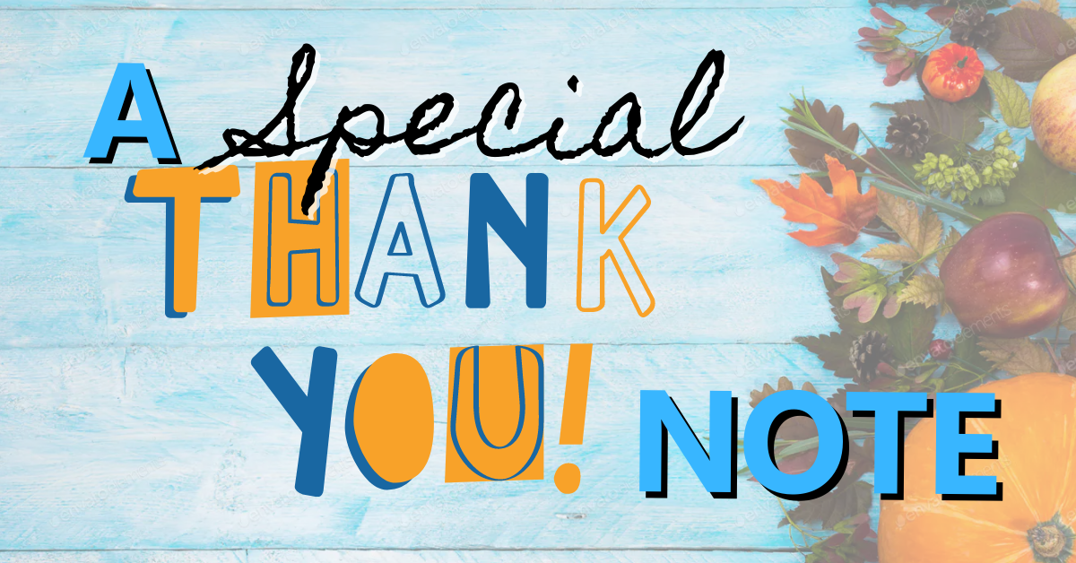 NOVEMBER NEWSLETTER: A special note of THANK YOU